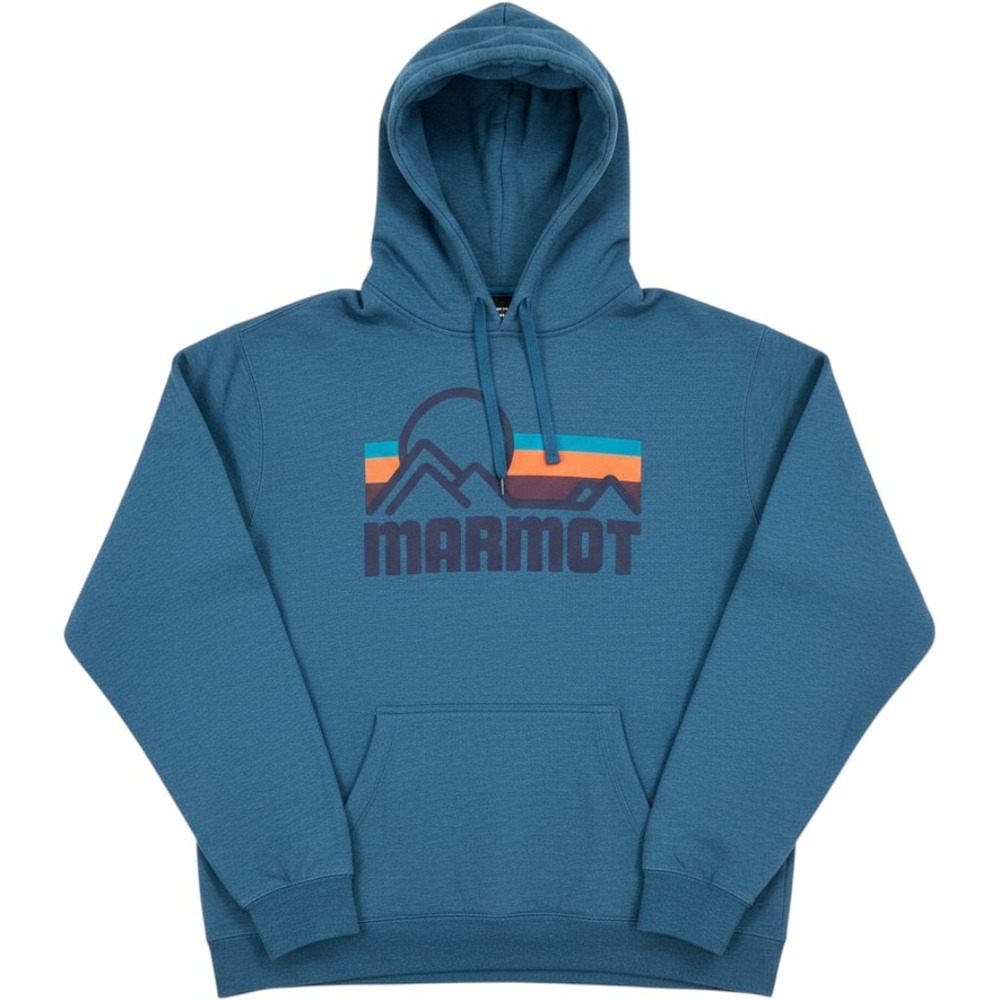 Marmot Coastal Sunset Mountain Graphic Hoodie Men's XL Steel Blue Gorpcore EUC